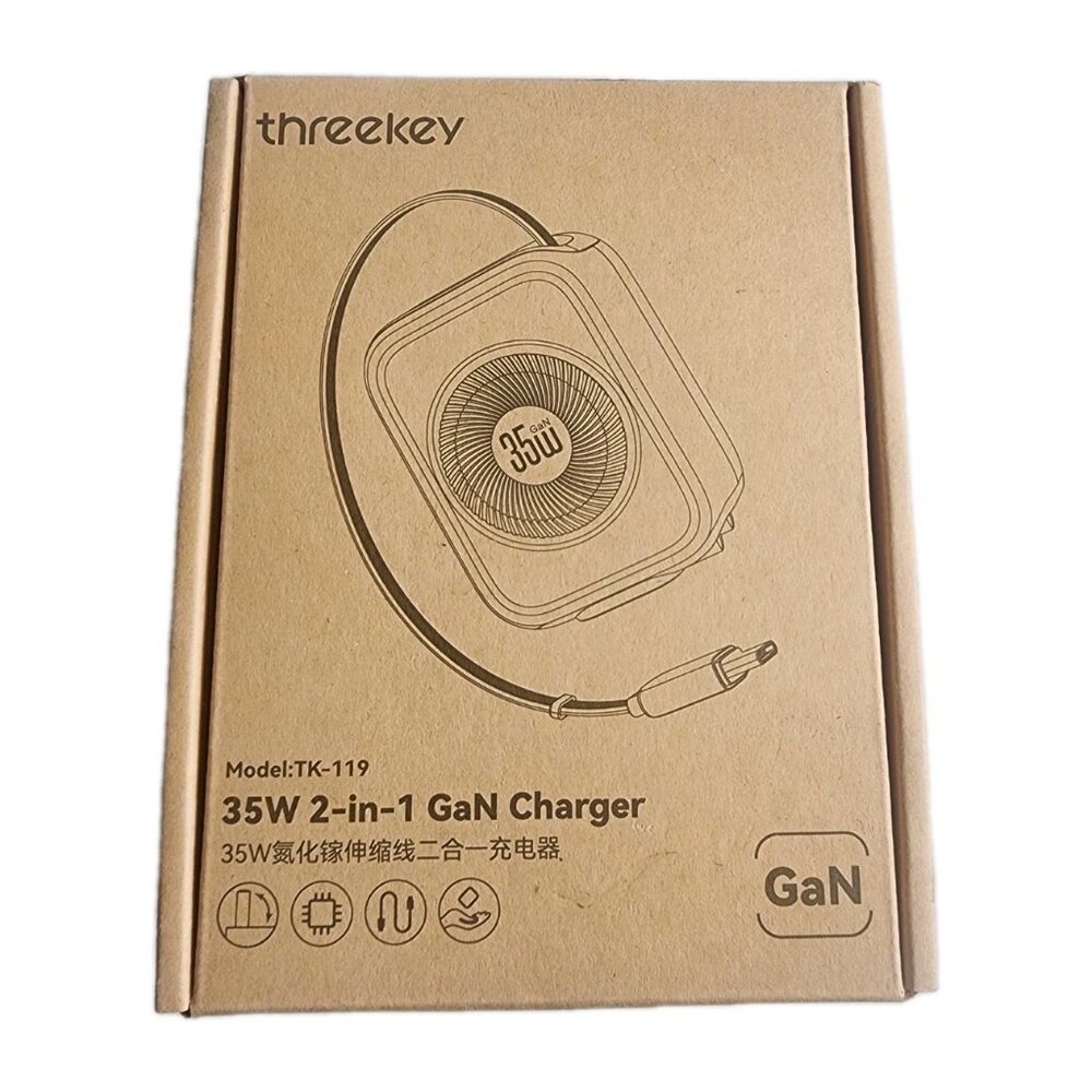 ThreeKey 35W 2-in-1 USB-C GaN Wall Plug Charger
